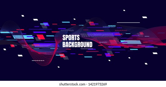 Abstract colorful art for sports background. Dynamic particles. Modern science and technology element with line design. Vector illustration