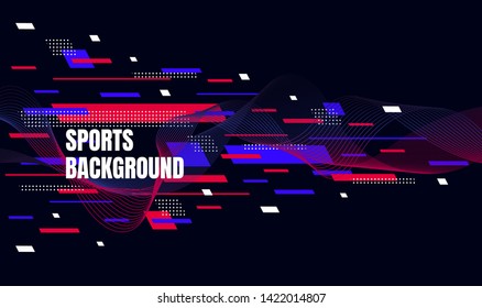 Abstract colorful art for sports background. Dynamic particles. Modern science and technology element with line design. Vector illustration