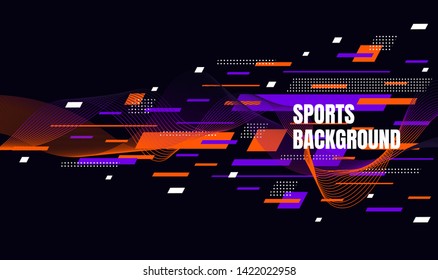 Abstract colorful art for sports background. Dynamic particles. Modern science and technology element with line design. Vector illustration