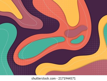 Resumen de diseño de plantillas de doodle coloridas de arte decorativo mínimo. Estilo superpuesto o fondo de colores suaves. Vector
