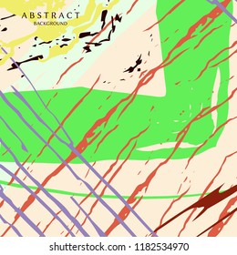 Abstract colorful asymmetric pattern. Hand drawn grunge background.  Digital brushstrokes painted texture. Contemporary modern art for book cover, card, flyer, banner, poster, brochure, booklet page
