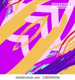 Abstract colorful asymmetric pattern. Hand drawn grunge background.  Digital brushstrokes painted texture. Contemporary modern art for book cover, card, flyer, banner, poster, brochure, booklet page