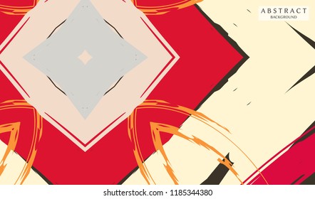 Abstract colorful asymmetric pattern. Hand drawn grunge background.  Digital brushstrokes painted texture. Contemporary modern art for book cover, card, flyer, banner, poster, brochure, booklet page