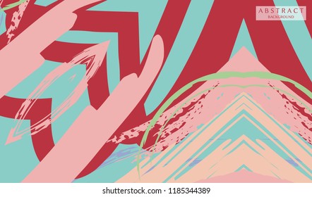 Abstract colorful asymmetric pattern. Hand drawn grunge background.  Digital brushstrokes painted texture. Contemporary modern art for book cover, card, flyer, banner, poster, brochure, booklet page