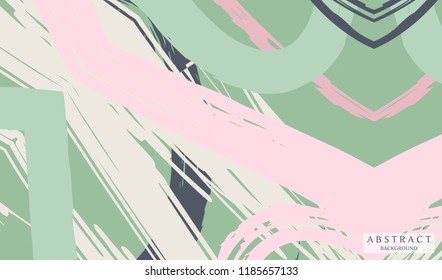 Abstract colorful asymmetric pattern. Hand drawn grunge background.  Digital brushstrokes painted texture. Contemporary modern art for book cover, card, flyer, banner, poster, brochure, booklet page