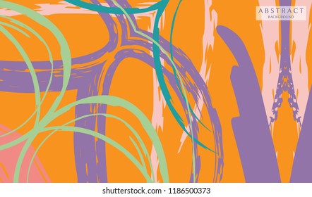 Abstract colorful asymmetric pattern. Hand drawn grunge background.  Digital brushstrokes painted texture. Contemporary modern art for book cover, card, flyer, banner, poster, brochure, booklet page