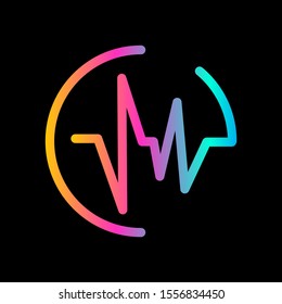 Abstract Colorful Audio Wave in circle vector Logo Sign Symbol Icon.
