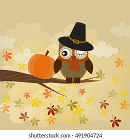 Abstract colorful autumn card. Halloween  theme with owl. Vector