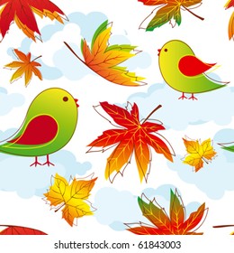 Abstract colorful autumn leaves seamless pattern