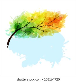 Abstract colorful autumn tree branch