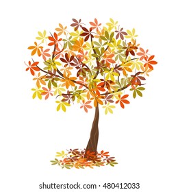 Abstract colorful autumn tree. Autumn theme. Vector