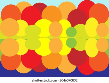 Abstract colorful autumn trees reflection in lake.