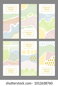 Abstract colorful backgronds set. Hand drawn templates for card, flyer and invitation design. Vector illustration.