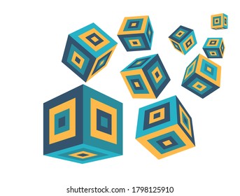 Abstract colorful background of 3d cubes. Vector illustration for poster, postcard, brochure and promotion template.