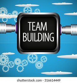 Abstract colorful background with black metallic frame with the text team building written with capital letters