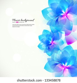 Abstract colorful background with blue flowers