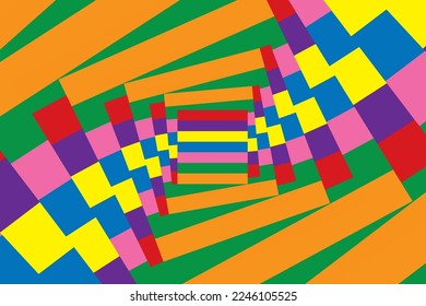 Abstract colorful background, blue, red, yellow, green, pink, purple and orange, geometric rectangle shape pattern. Vector illustration.
