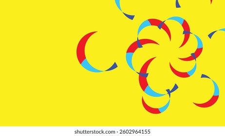 Abstract colorful background, blue, red and yellow with geometric round shape pattern. Vector illustration.