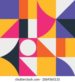 Abstract colorful background. Background from bright geometric shapes. Square, circle, triangle