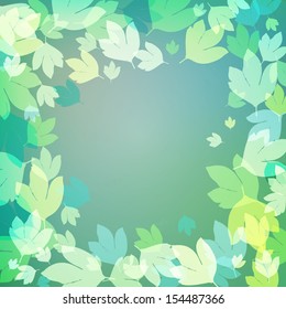 Abstract colorful background with bright green leaves
