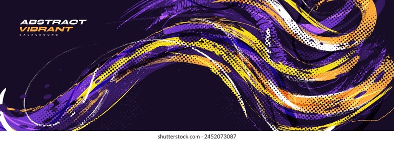 Abstract and Colorful Background with Brush Texture and Halftone Effect. Sports Background with Grunge Brush Concept