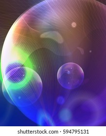 Abstract colorful background with bubbles and effect bokeh. Vector blur magic backdrop with gradient and blend of lines