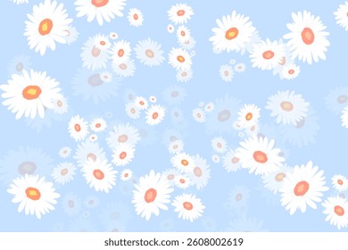 abstract colorful background with a bunch of blooming flowers on a blue background