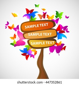 Abstract colorful background with butterflies