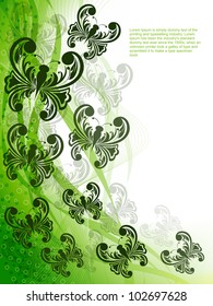 abstract Colorful background with butterfly and waves.  Vector illustration