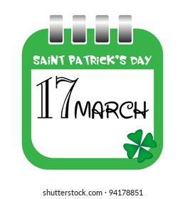 Abstract colorful background with a calendar sheet for Saint Patrick's Day on 17 March