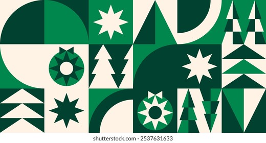 Abstract Colorful Background. Christmas Geometric Pattern. Swiss Design Shapes.