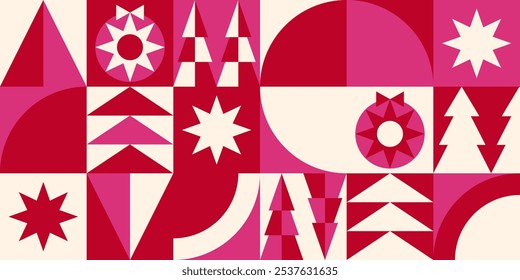 Abstract Colorful Background. Christmas Geometric Pattern. Swiss Design Shapes.