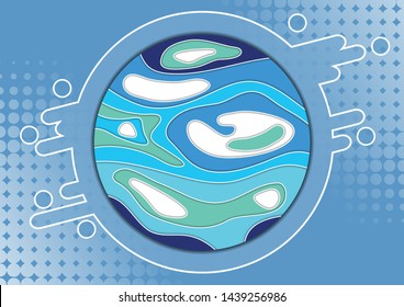 Abstract colorful background with circle and bright colored wave paper cut shapes concept. Vector illustration for design layout for presentation, flyer, poster, banner.