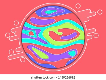 Abstract colorful background with circle and bright colored wave paper cut shapes concept. Vector illustration for design layout for presentation, flyer, poster, banner.