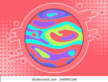 Abstract colorful background with circle and bright colored wave paper cut shapes concept. Vector illustration for design layout for presentation, flyer, poster, banner.