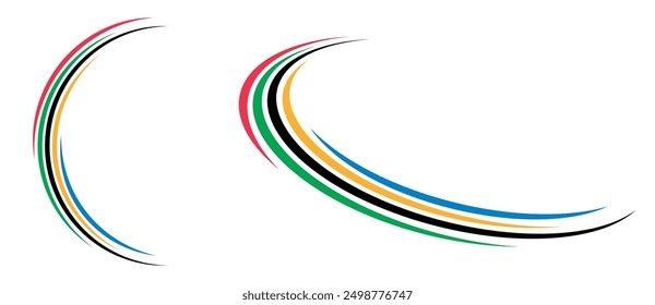 Abstract colorful background in circle. Red, Green, Black, Yellow and Blue colors spiral lines.