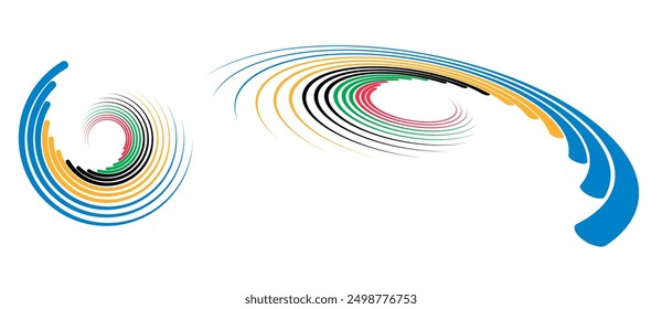 Abstractas fondo colorido en círculo. Líneas de espiral de colores rojo, verde, negro, amarillo y azul.