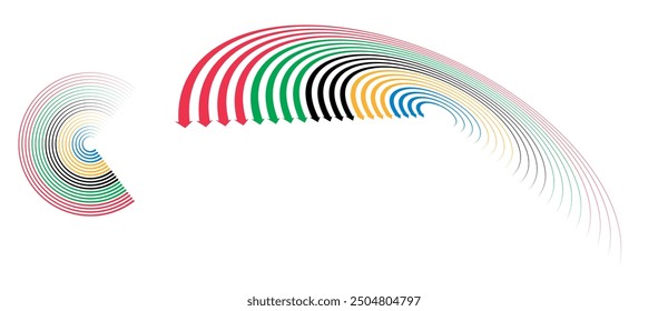 Abstractas fondo colorido en círculo. Líneas de espiral de colores rojo, verde, negro, amarillo y azul.