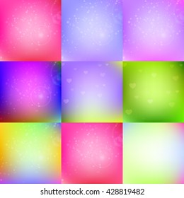 Abstract colorful background collection. Rainbow background. Sky background. Abstract vector multicolored blurred background set. For Web and Mobile Applications, games, presentations.