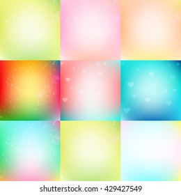 Abstract colorful background collection. Rainbow background. Sky background. Abstract vector multicolored blurred background set. For Web and Mobile Applications, games, presentations.