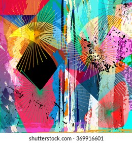 abstract colorful background composition, with paint strokes, splashes and waves