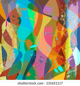 abstract colorful background composition, with strokes, splashes and waves