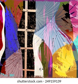 abstract colorful background composition, with strokes, splashes and waves