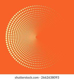 Fundo colorido abstrato com linhas concêntricas de pontos brilhantes criando um efeito de funil e profundidade. O brilho de gradiente e a geometria nítida dão à imagem um estilo futurista e tecnológico.