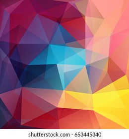 Abstract colorful background consisting of pink, blue, yellow triangles. Geometric design for business presentations or web template banner flyer. Vector illustration