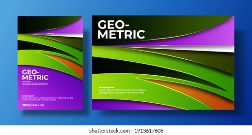 Resumen de la cubierta de fondo colorida con color y sombra de degradado. puede utilizarse para el fondo, volante, informe anual, portada de libro, identidad, cartel. plantilla de afiches verde, naranja, púrpura, oscuro