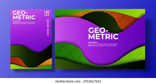 Abstract colorful background cover with gradient color and shadow.geometric pattern. can be used for background, flyer, annual report, book cover, placard. purple, orange, green poster template