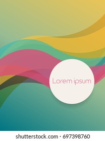 Resumen de fondo colorido con líneas curvadas que se superponen en la capa y el espacio para el texto. Ilustración del vector