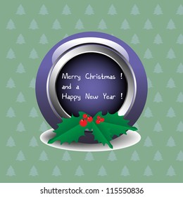 Abstract colorful background with a decorative rounded object on which is written a wish for Christmas and the New Year