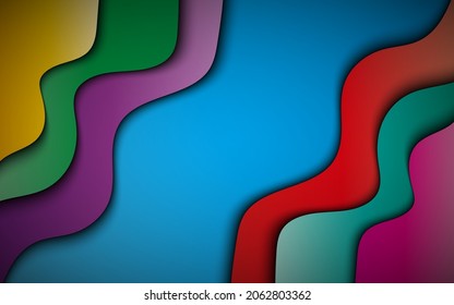 Abstract colorful background with diagonal waves. Wavy colored paper vector illustration